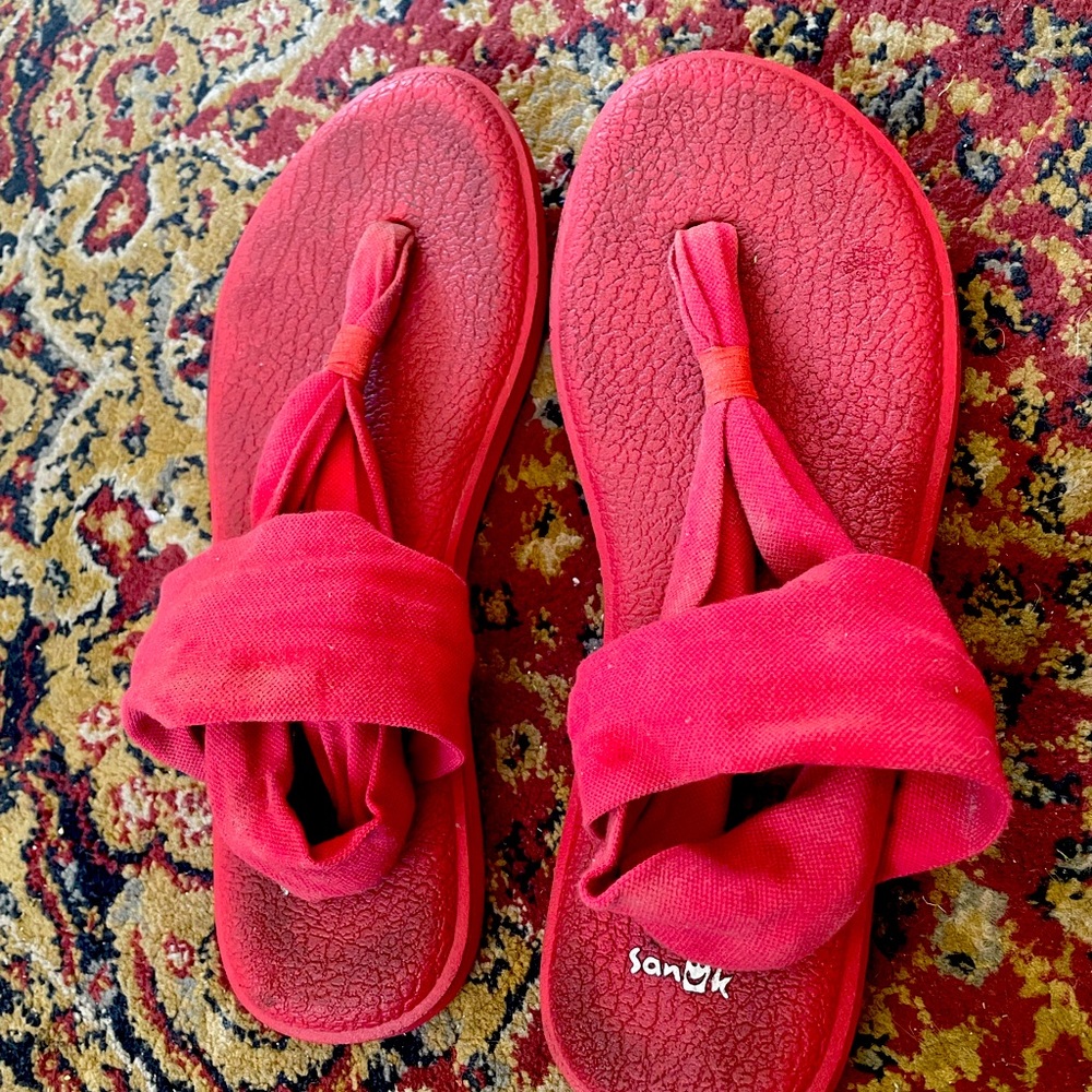 Red Sanuk sandals